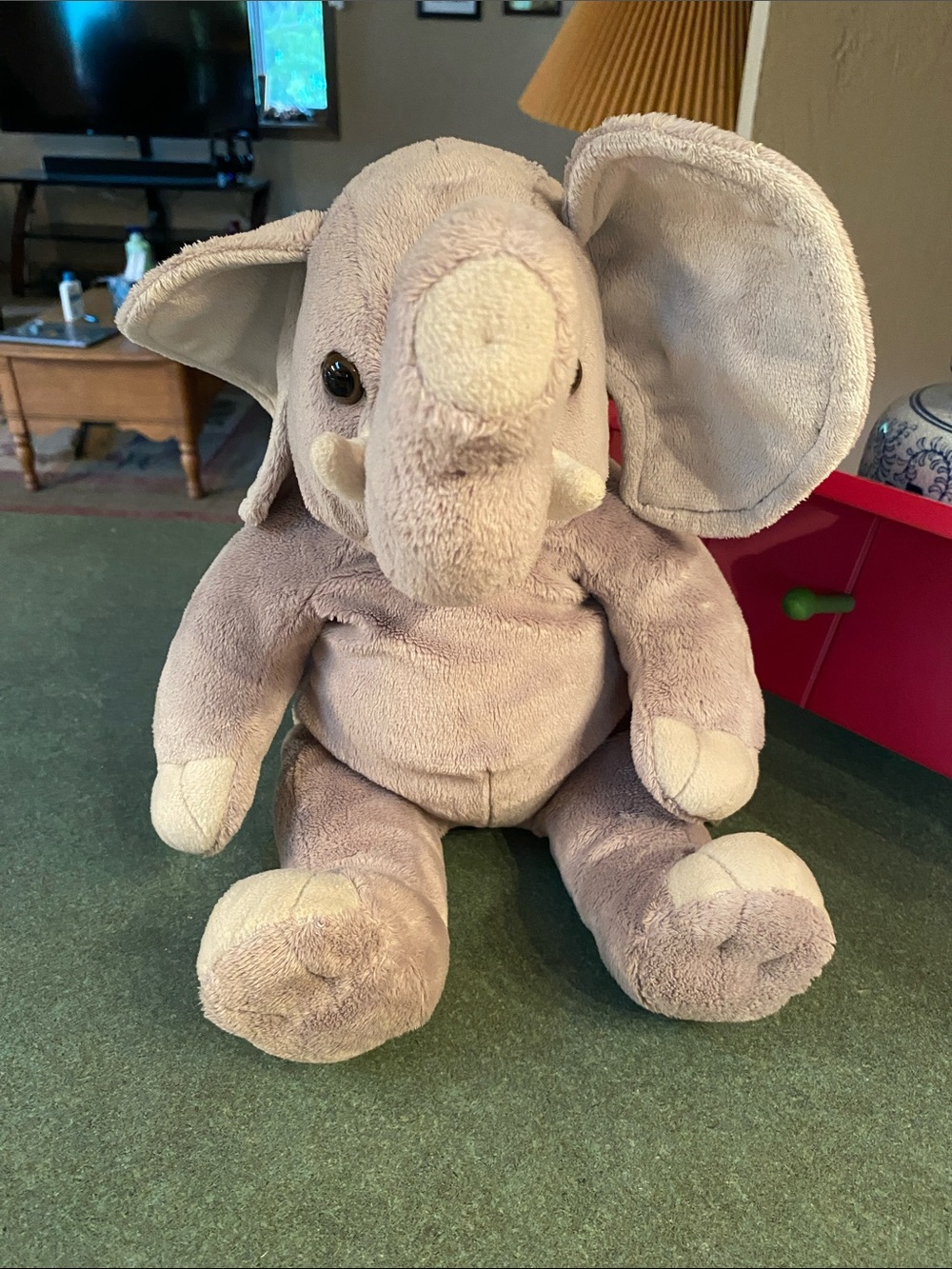 Build-A-Bear Plush Elephant in Light Gray and Cream Trim